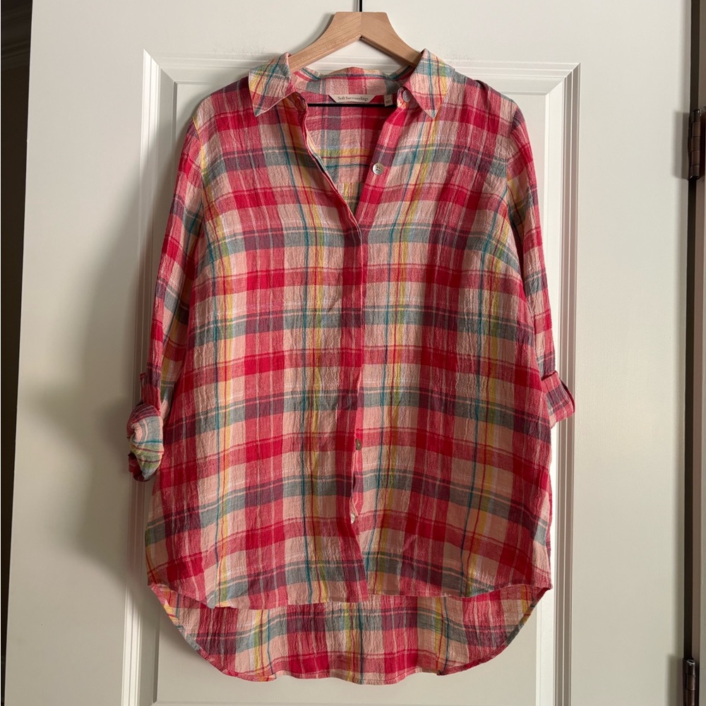 Soft Surroundings 100%Linen Long Line Top
